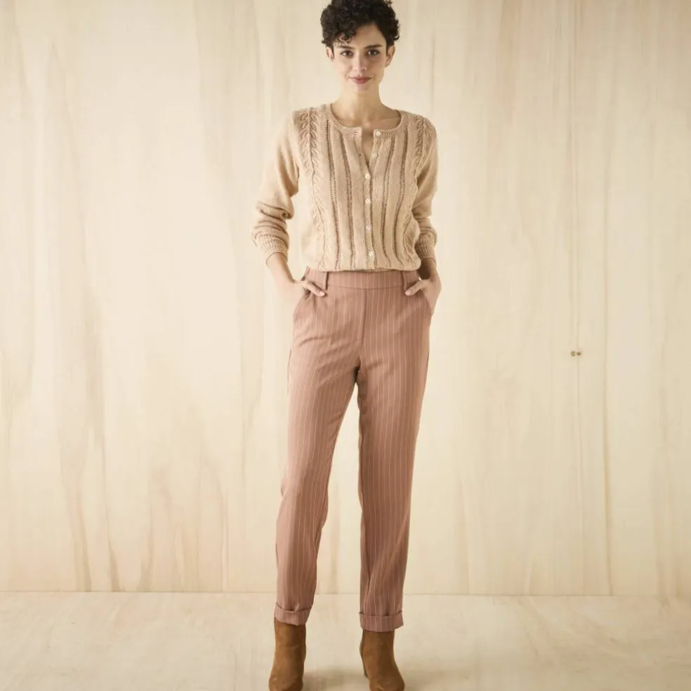 Pantalon 7/8ème fuselé rayé