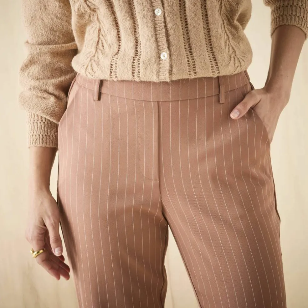 Pantalon 7/8ème fuselé rayé