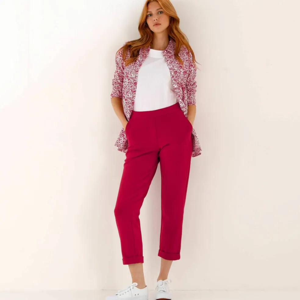 Pantalon 7/8ème à revers, en maille confort