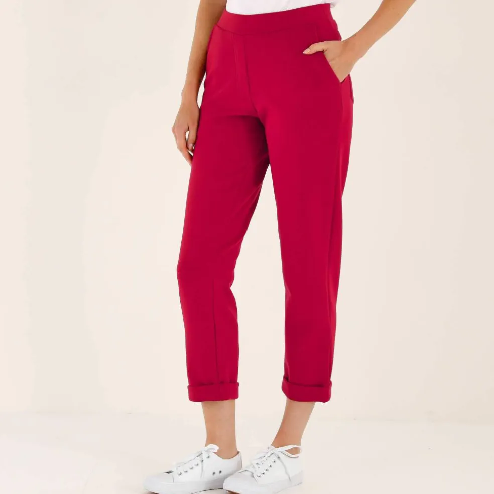 Pantalon 7/8ème à revers, en maille confort