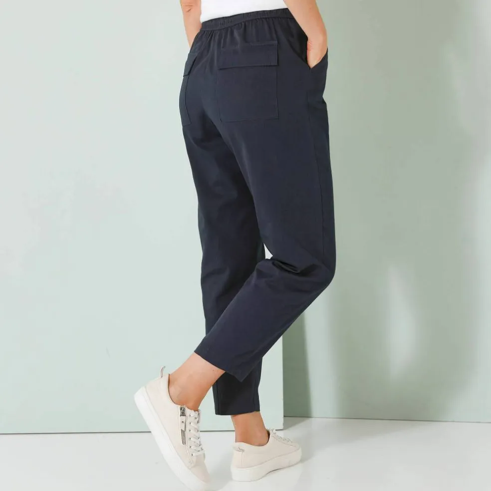 Pantalon mom 7/8ème uni, coton