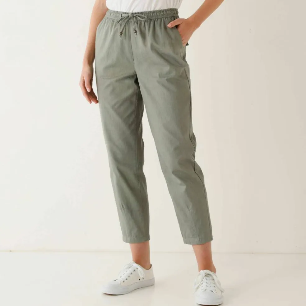 Pantalon mom 7/8ème uni, coton