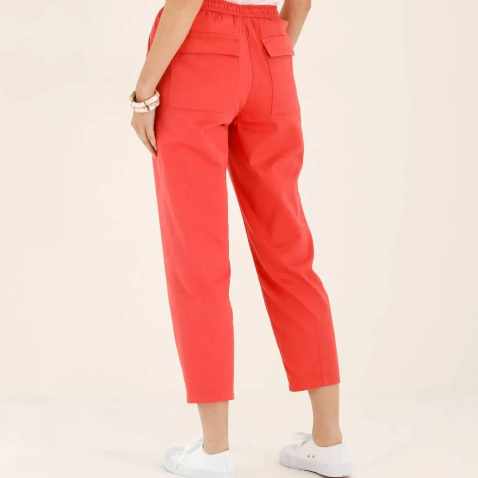 Pantalon mom 7/8ème uni, coton