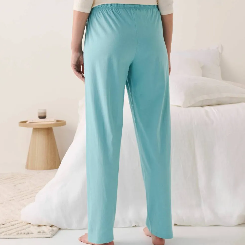 Pantalon pyjama coton uni avec lien à nouer