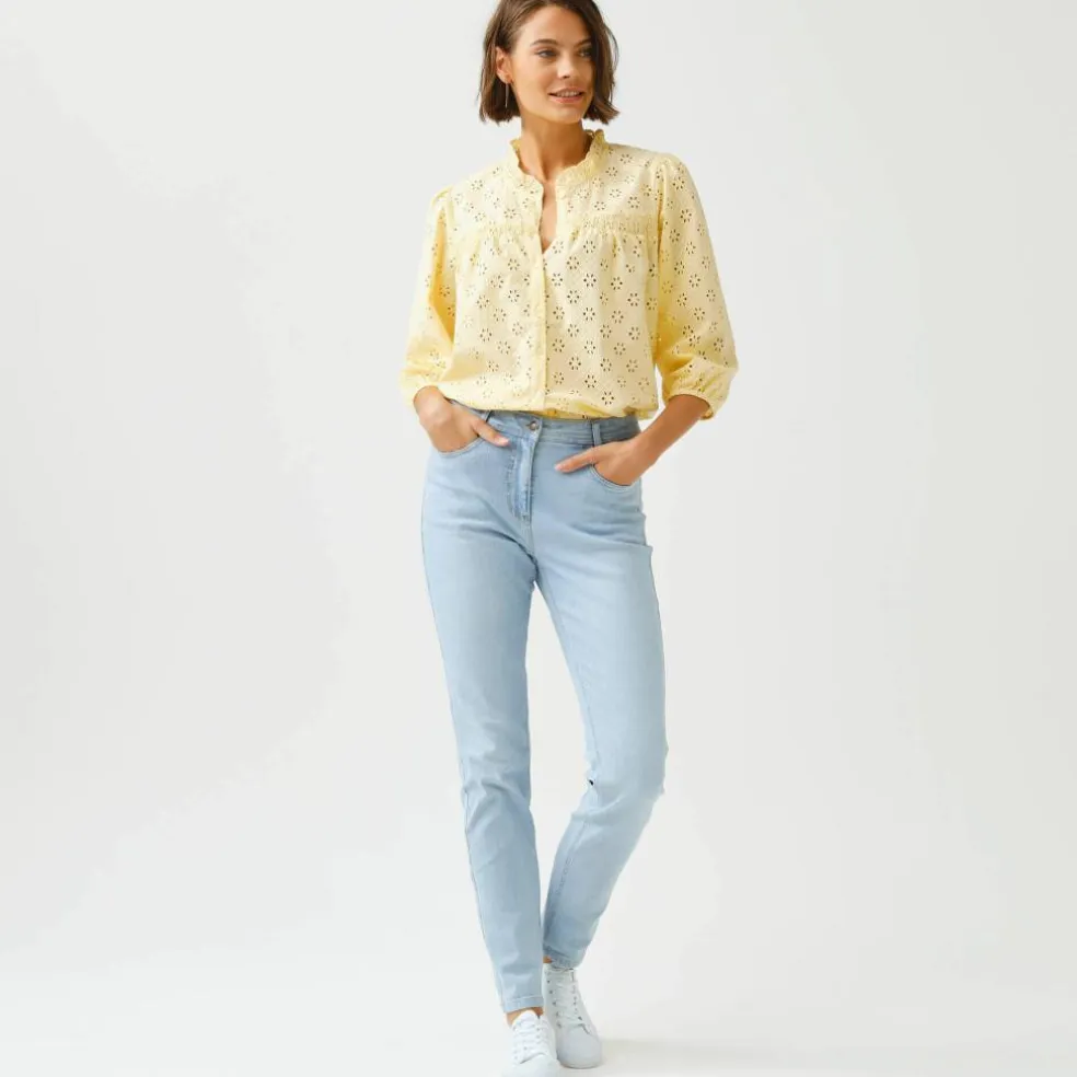 Pantalon slim, taille haute, moyenne stature