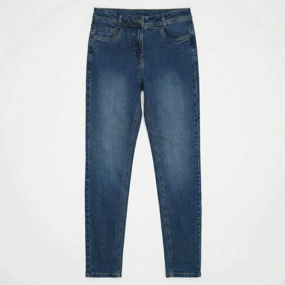 Pantalon slim, taille haute, moyenne stature