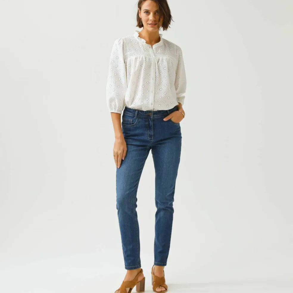 Pantalon slim, taille haute, moyenne stature