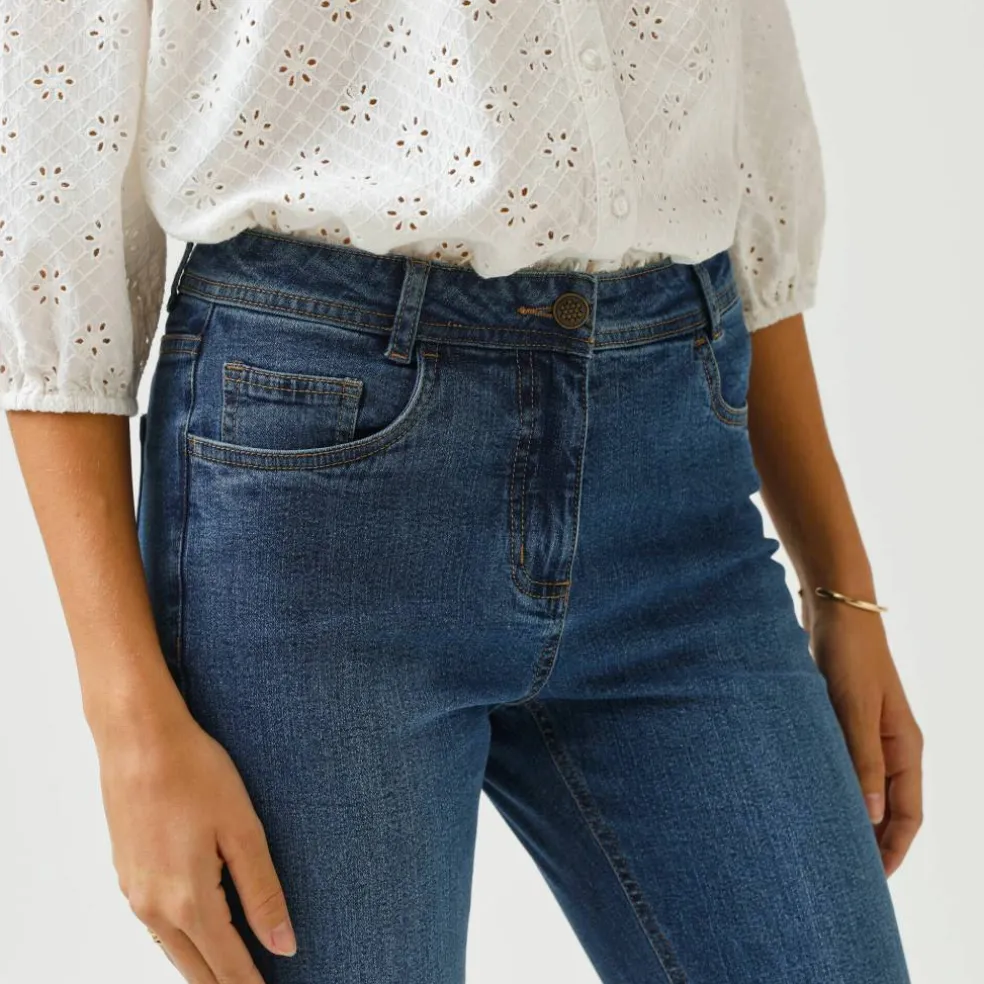 Pantalon slim, taille haute, moyenne stature