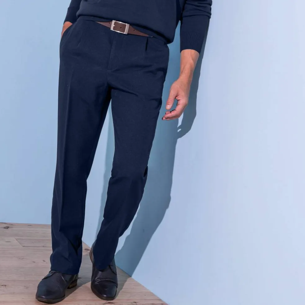 Pantalon taille élastiquée à pinces - polyester
