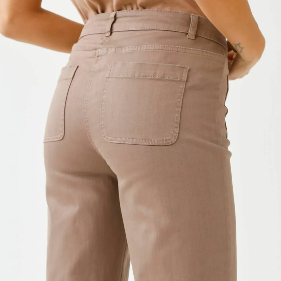 Pantalon twill coupe large taille haute, stature moyenne
