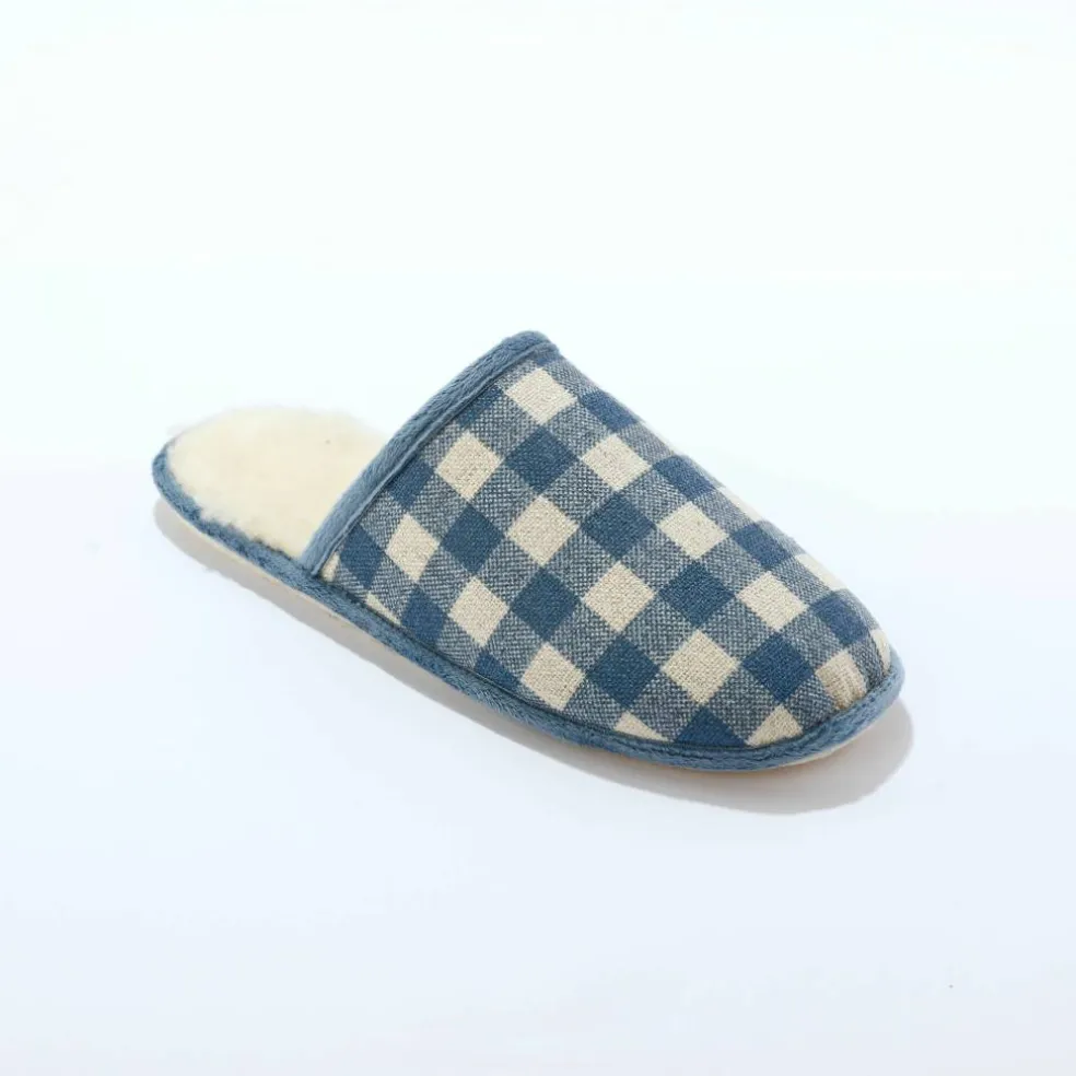 Pantoufles mules à carreaux