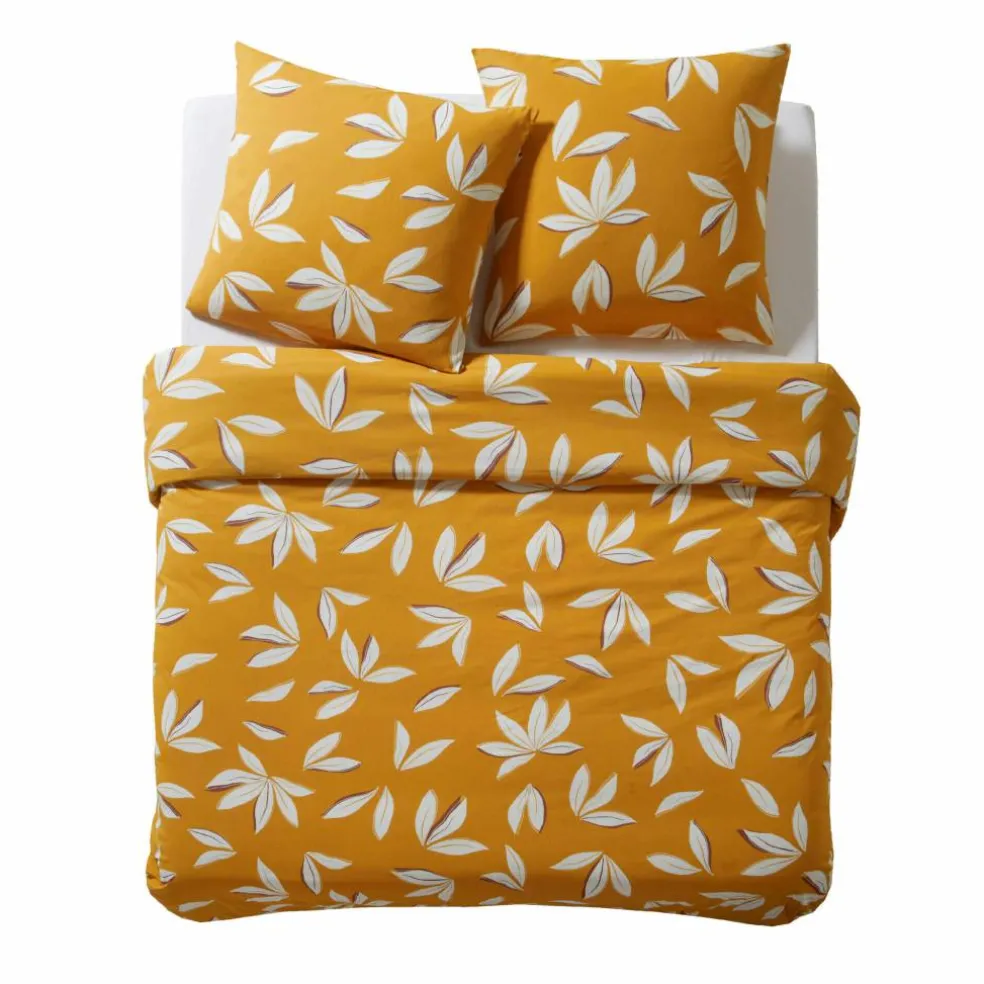 Parure de lit taie(s) + housse de couette Aurélie imprimée fleuri en coton