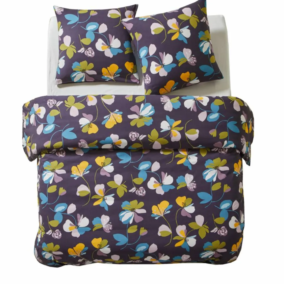 Parure de lit taie(s) + housse de couette Soizic imprimée fleurs en coton