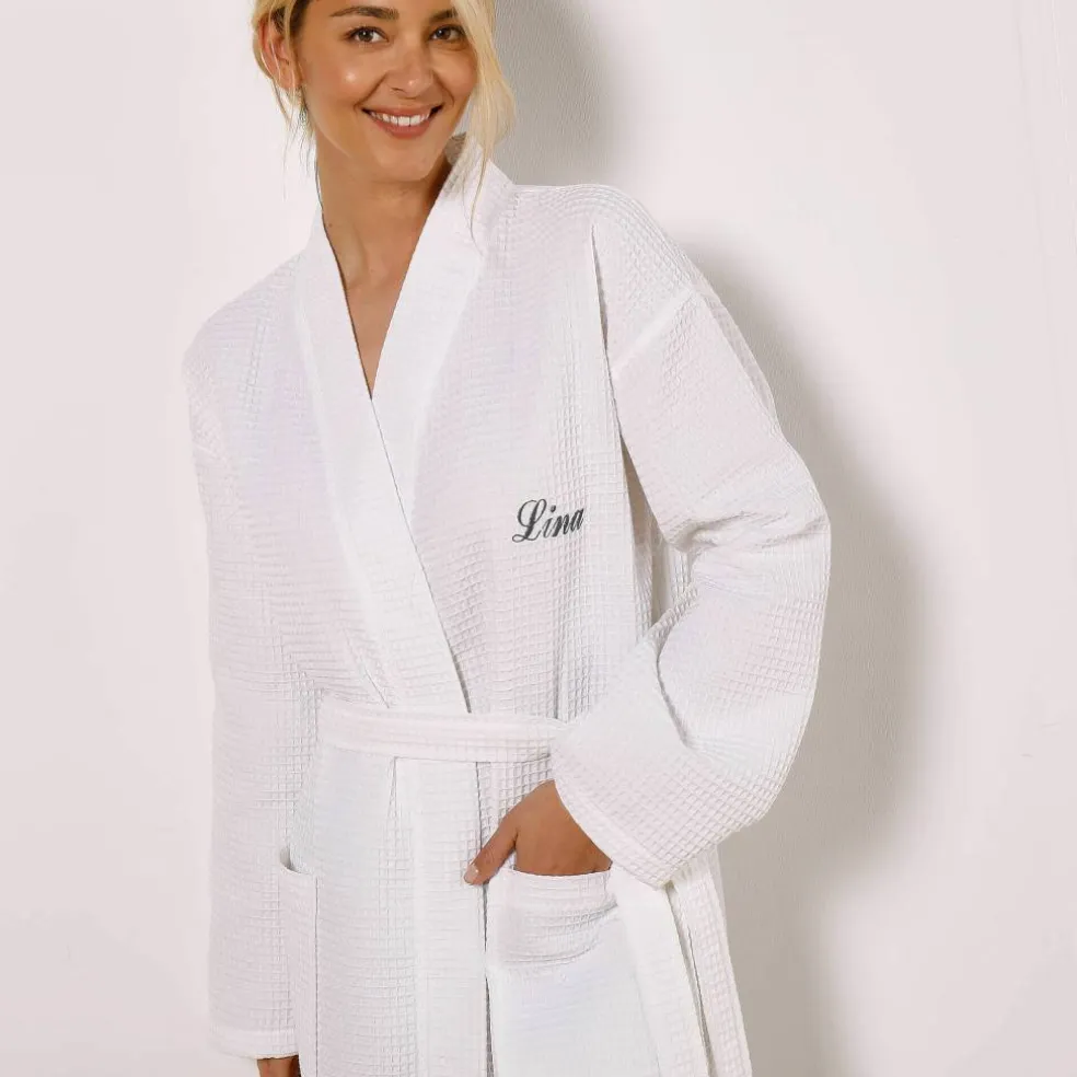Peignoir col kimono mixte nid d’abeille Colombine®, 240g/m2