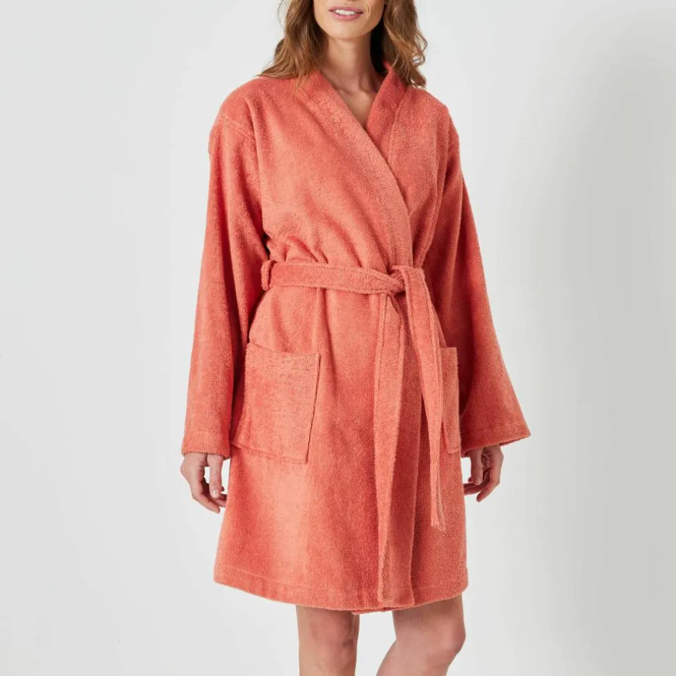 Peignoir court adulte col kimono - éponge bouclette 380 g/m²