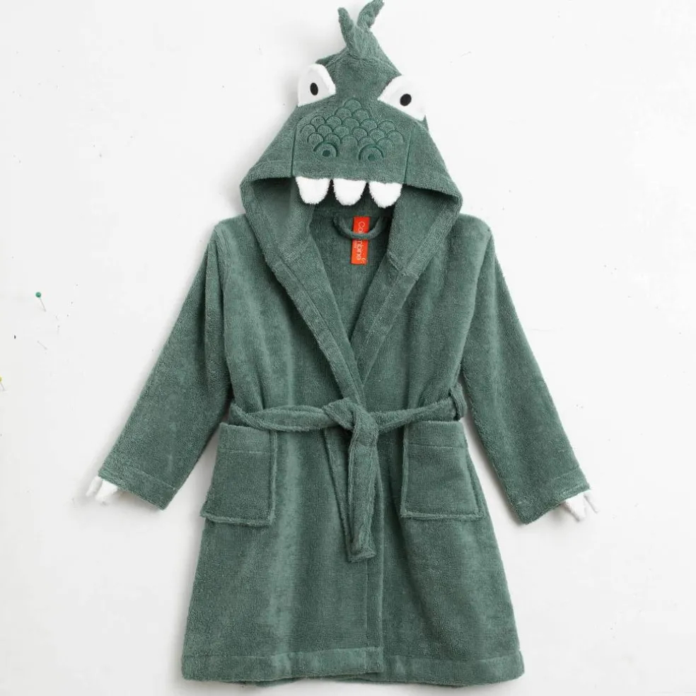 Peignoir de bain déguisement enfant dinosaure éponge coton - 340g/m²