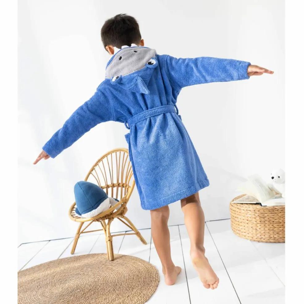 Peignoir de bain enfant à capuche requin personnalisable - 340g/m²