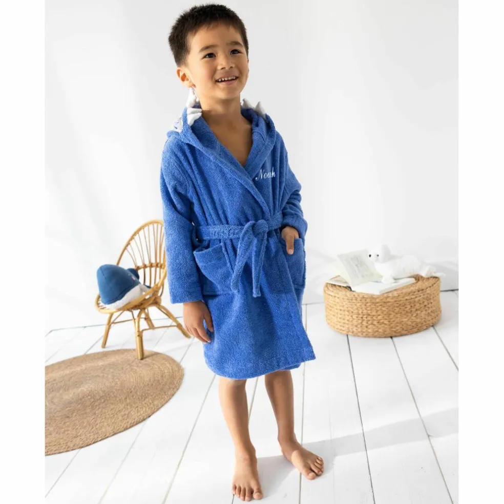 Peignoir de bain enfant à capuche requin personnalisable - 340g/m²