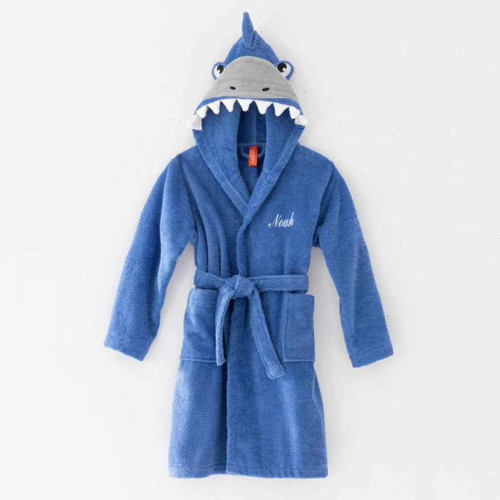 Peignoir de bain enfant à capuche requin personnalisable - 340g/m²