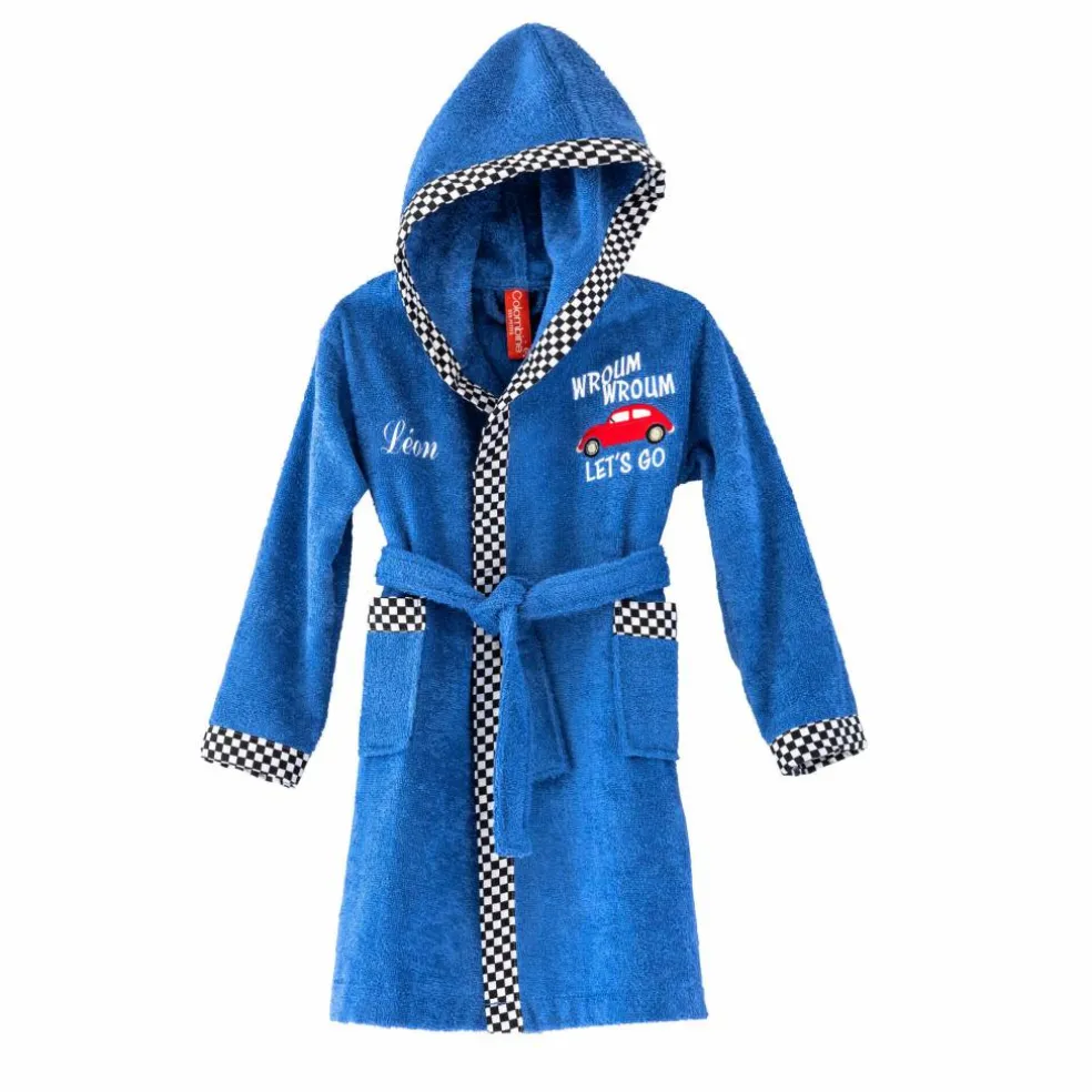 Peignoir de bain enfant à capuche voiture personnalisable éponge coton - 340 g/m²