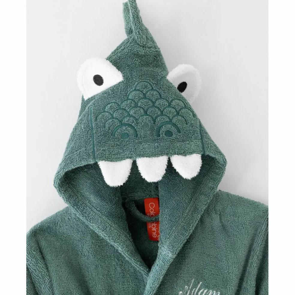 Peignoir de bain enfant Dinosaure personnalisé à capuche - éponge 340g/m²