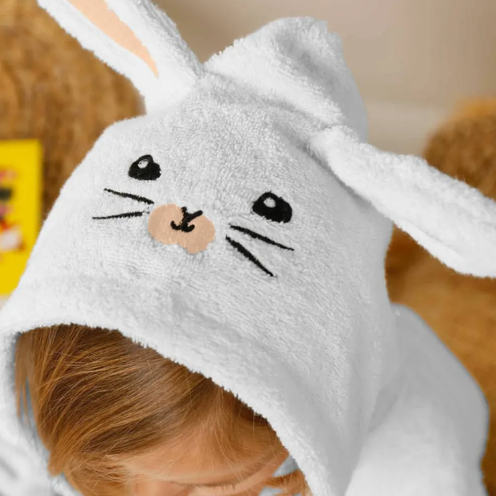 Peignoir de bain enfant lapin à capuche éponge coton - 340 g/m²