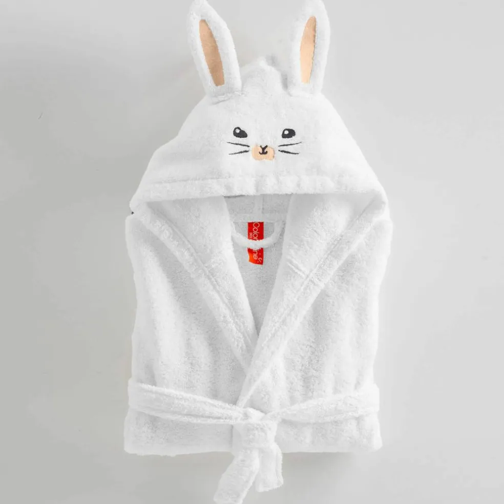 Peignoir de bain enfant lapin à capuche éponge coton - 340 g/m²