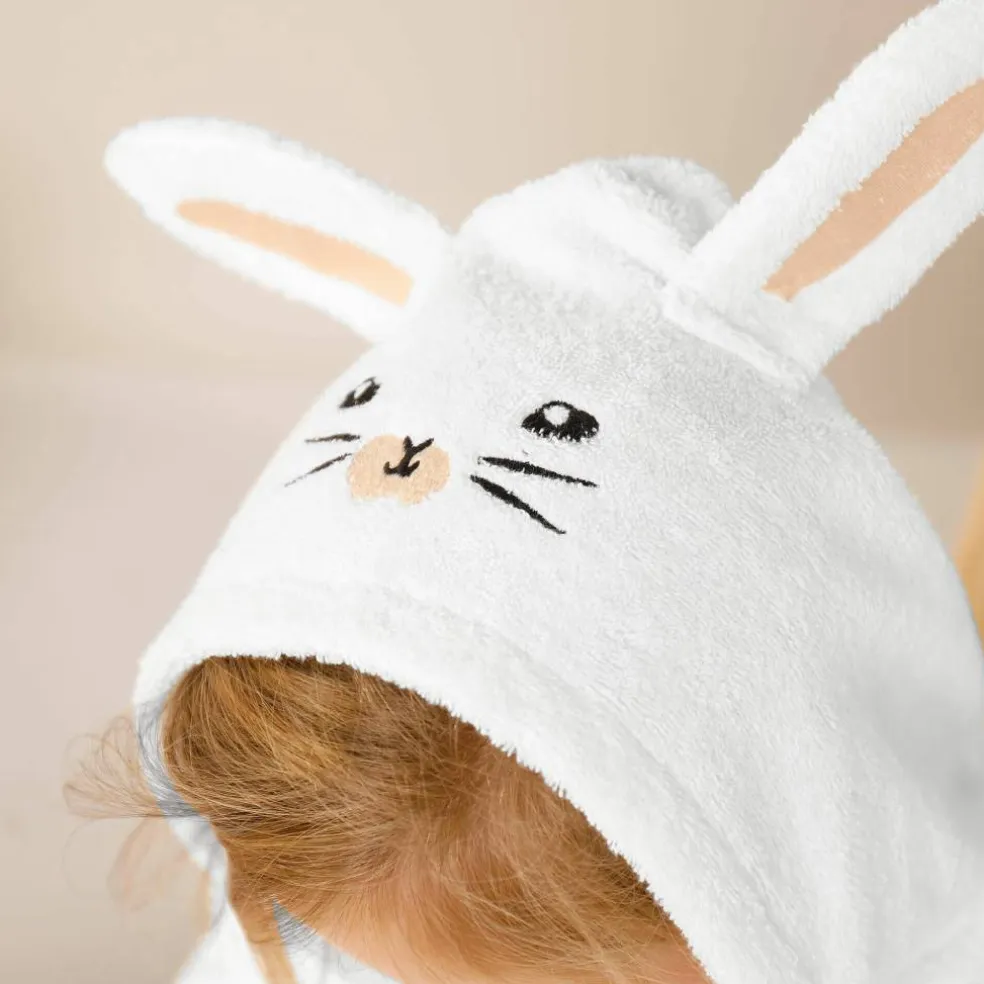 Peignoir de bain enfant Lapin personnalisé à capuche - éponge 340g/m²