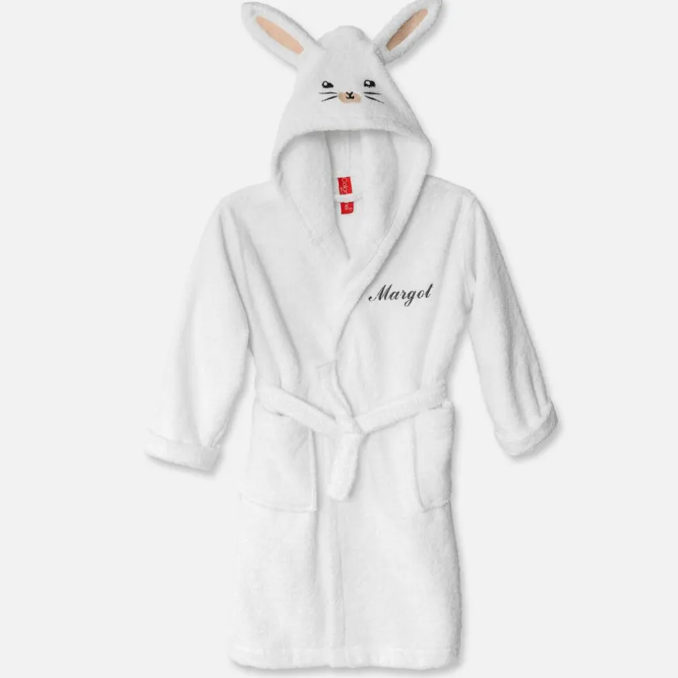 Peignoir de bain enfant Lapin personnalisé à capuche - éponge 340g/m²
