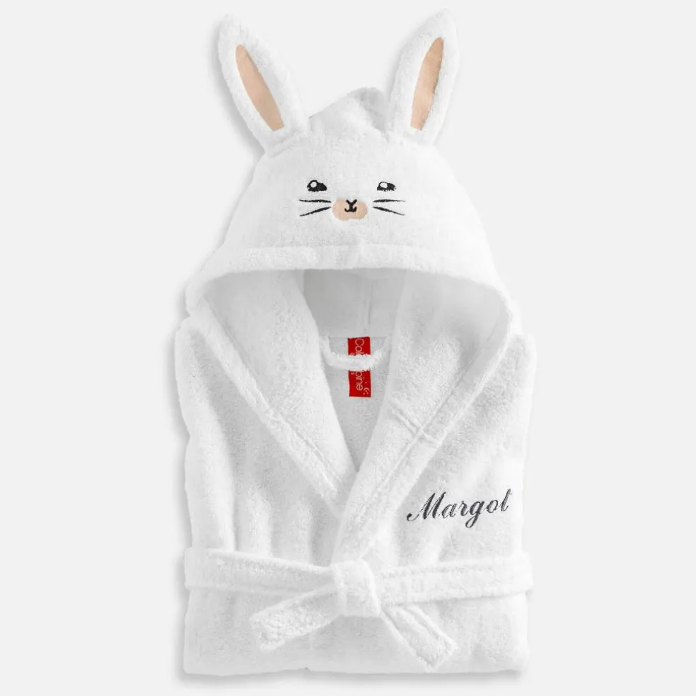 Peignoir de bain enfant Lapin personnalisé à capuche - éponge 340g/m²