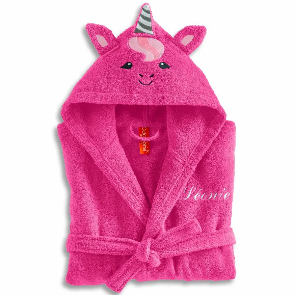 Peignoir de bain enfant Licorne personnalisé à capuche - éponge 340g/m²