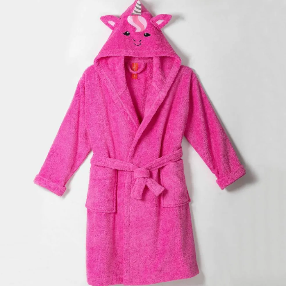 Peignoir de bain enfant licorne à capuche éponge coton - 340 g/m²