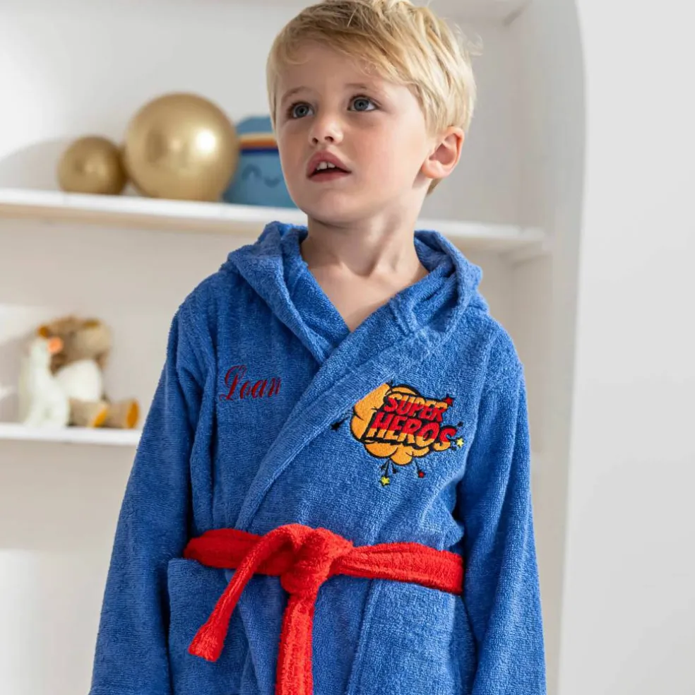 Peignoir de bain enfant personnalisable super-héros à capuche