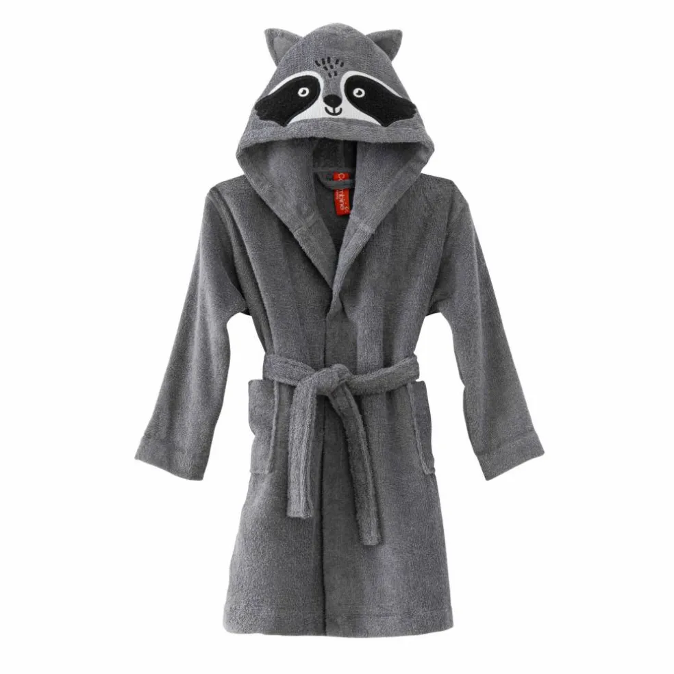 Peignoir de bain enfant raton laveur à capuche éponge coton - 340 g/m²