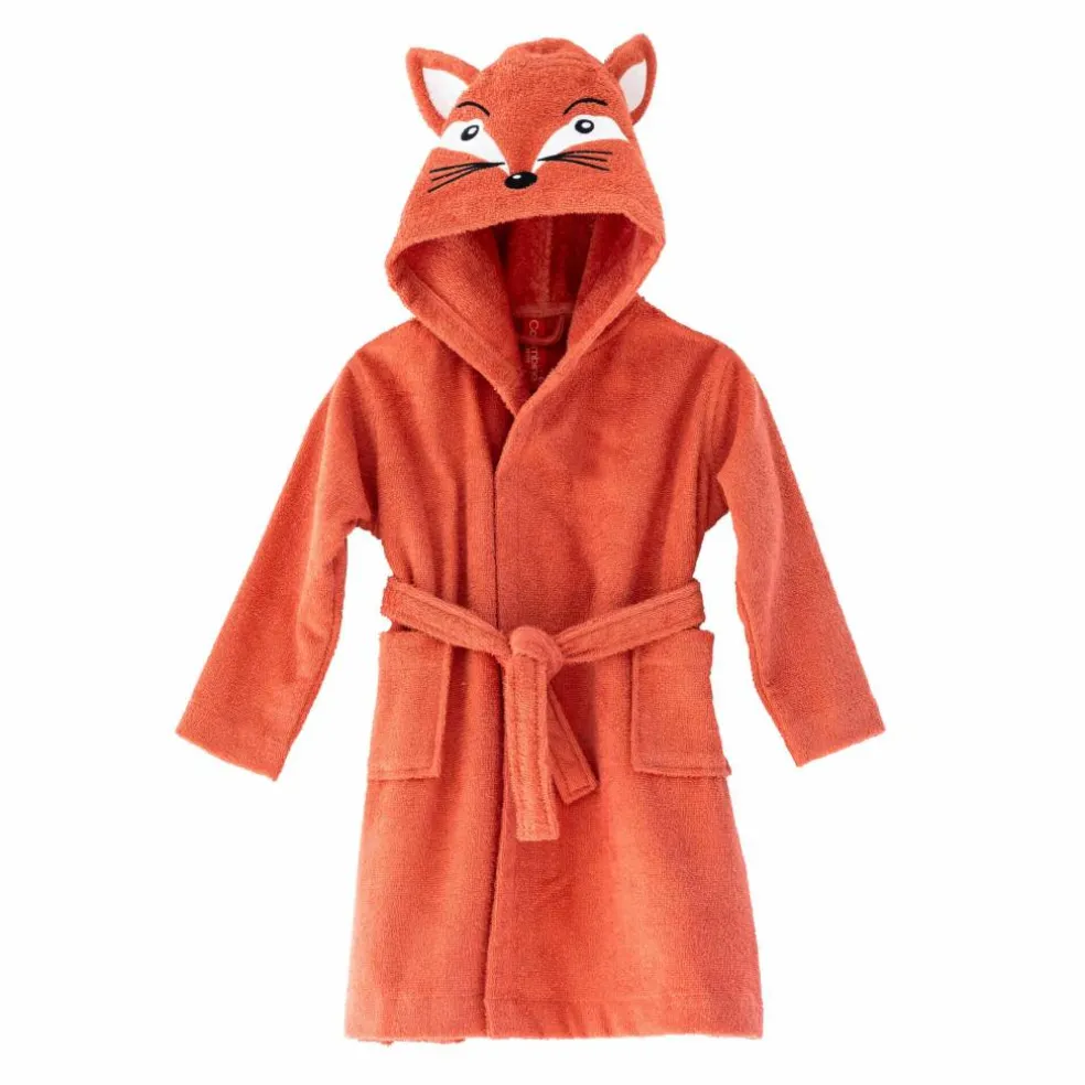 Peignoir de bain enfant renard à capuche éponge coton - 340 g/m²