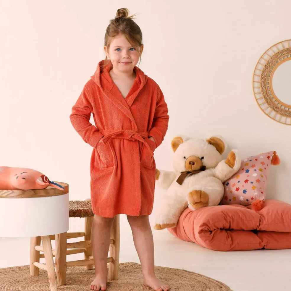 Peignoir de bain enfant renard à capuche éponge coton - 340 g/m²