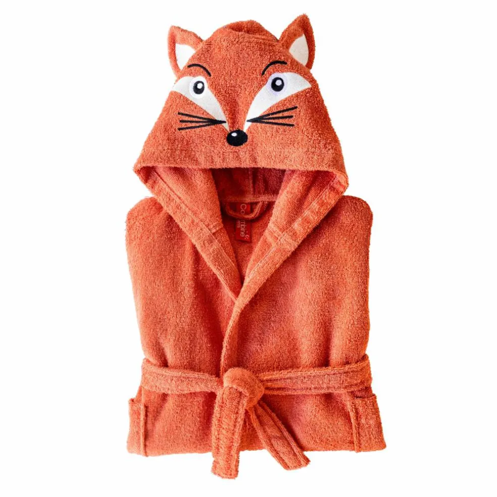 Peignoir de bain enfant renard à capuche éponge coton - 340 g/m²
