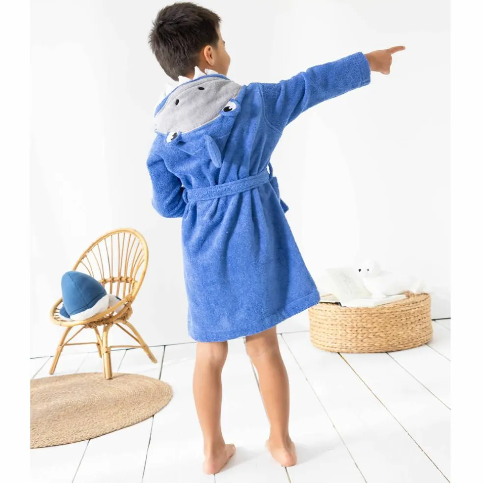 Peignoir de bain enfant requin éponge coton - 340g/m²