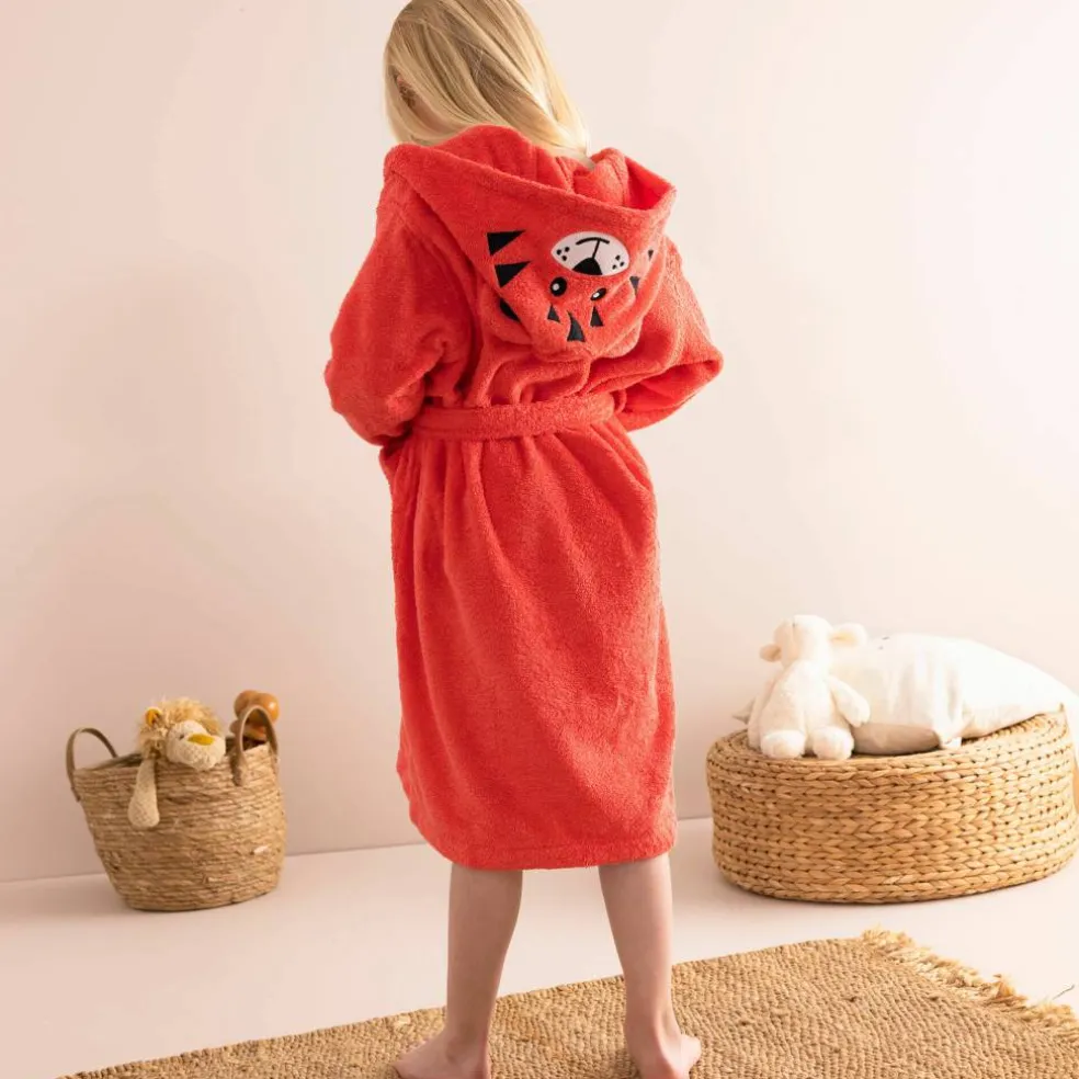 Peignoir de bain enfant Tigre personnalisé à capuche - éponge 340g/m²