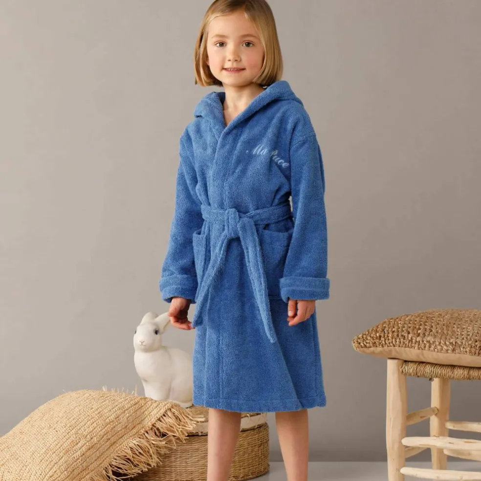 Peignoir enfant à capuche personnalisé - éponge bouclette 340 g/m²