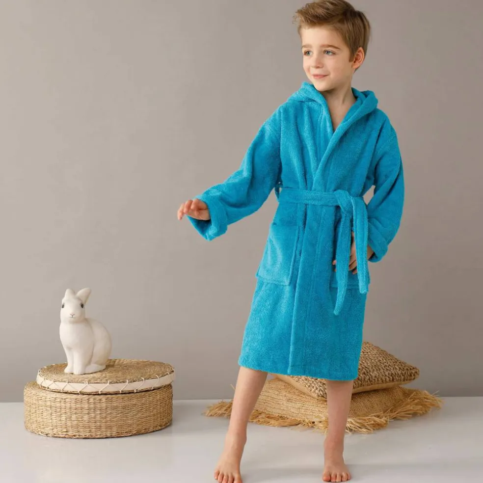 Peignoir enfant à capuche - éponge bouclette 340 g/m²