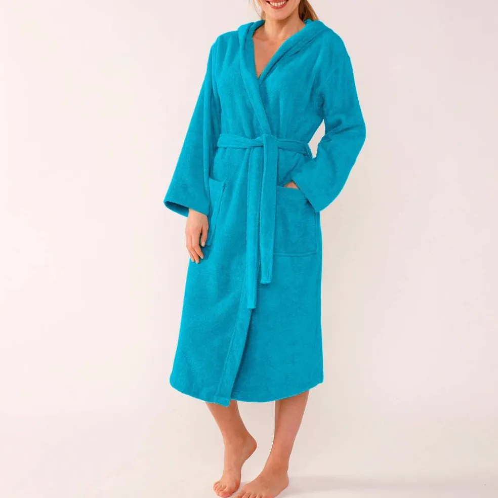 Peignoir mixte adulte col capuche - éponge bouclette 380 g/m²