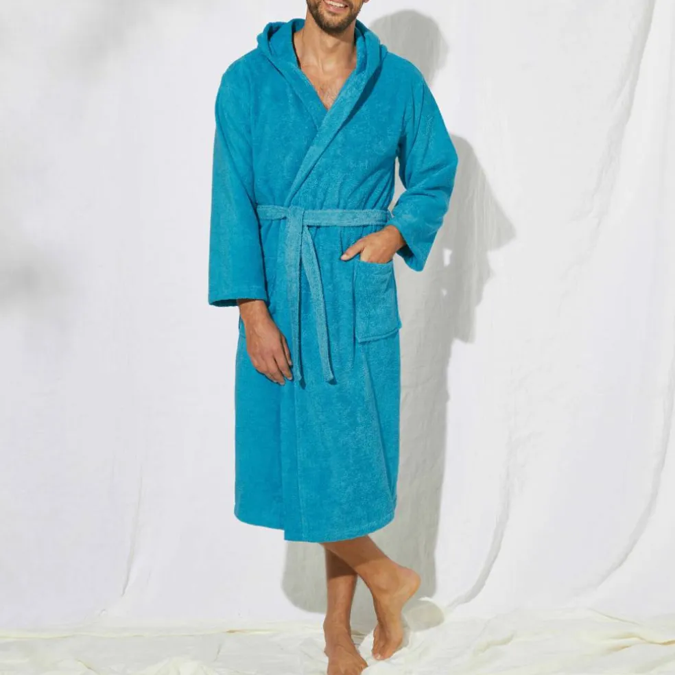 Peignoir mixte adulte col capuche - éponge bouclette 380 g/m²