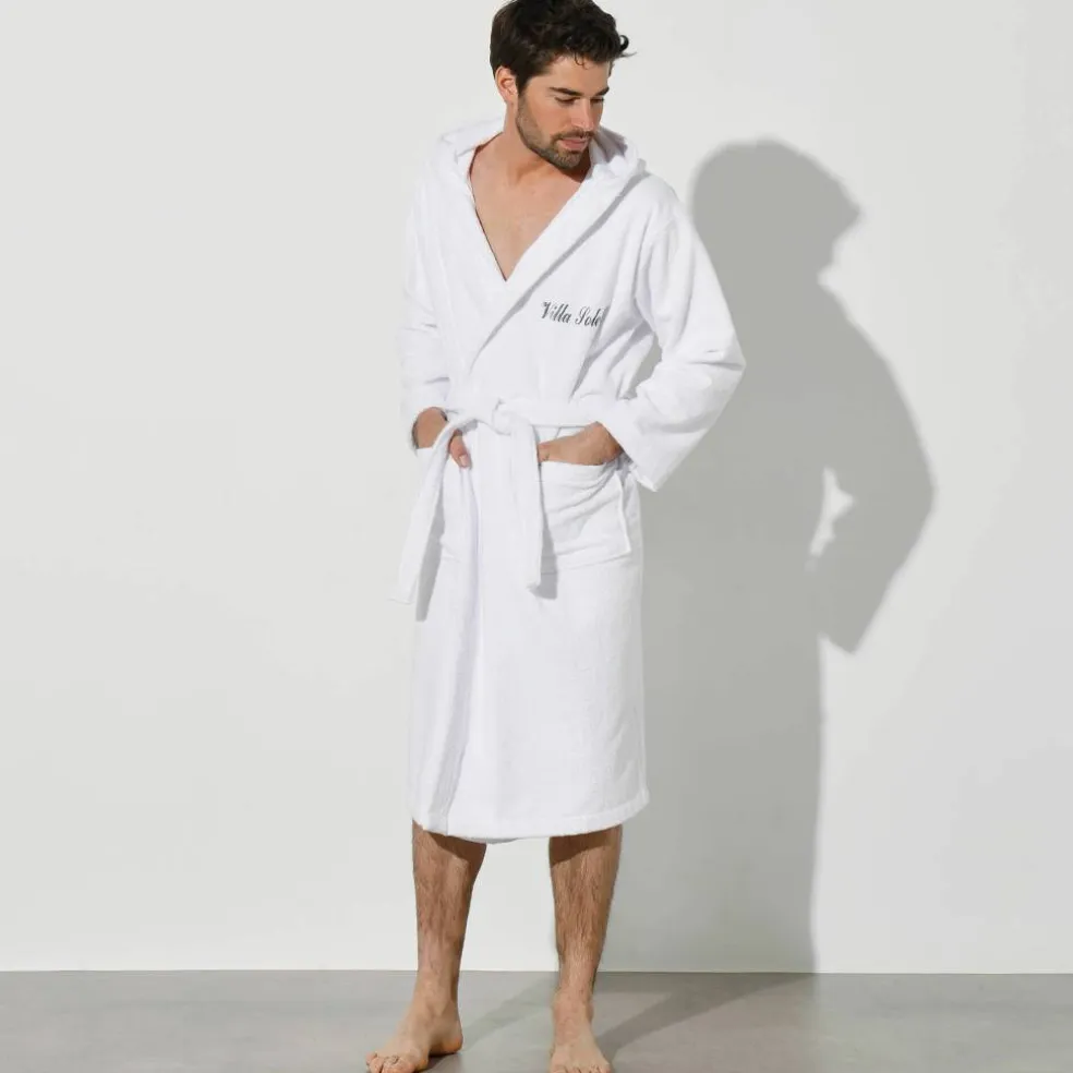 Peignoir mixte adulte col capuche éponge bouclette