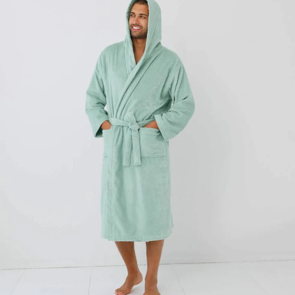 Peignoir mixte adulte col capuche - éponge bouclette 380 g/m²