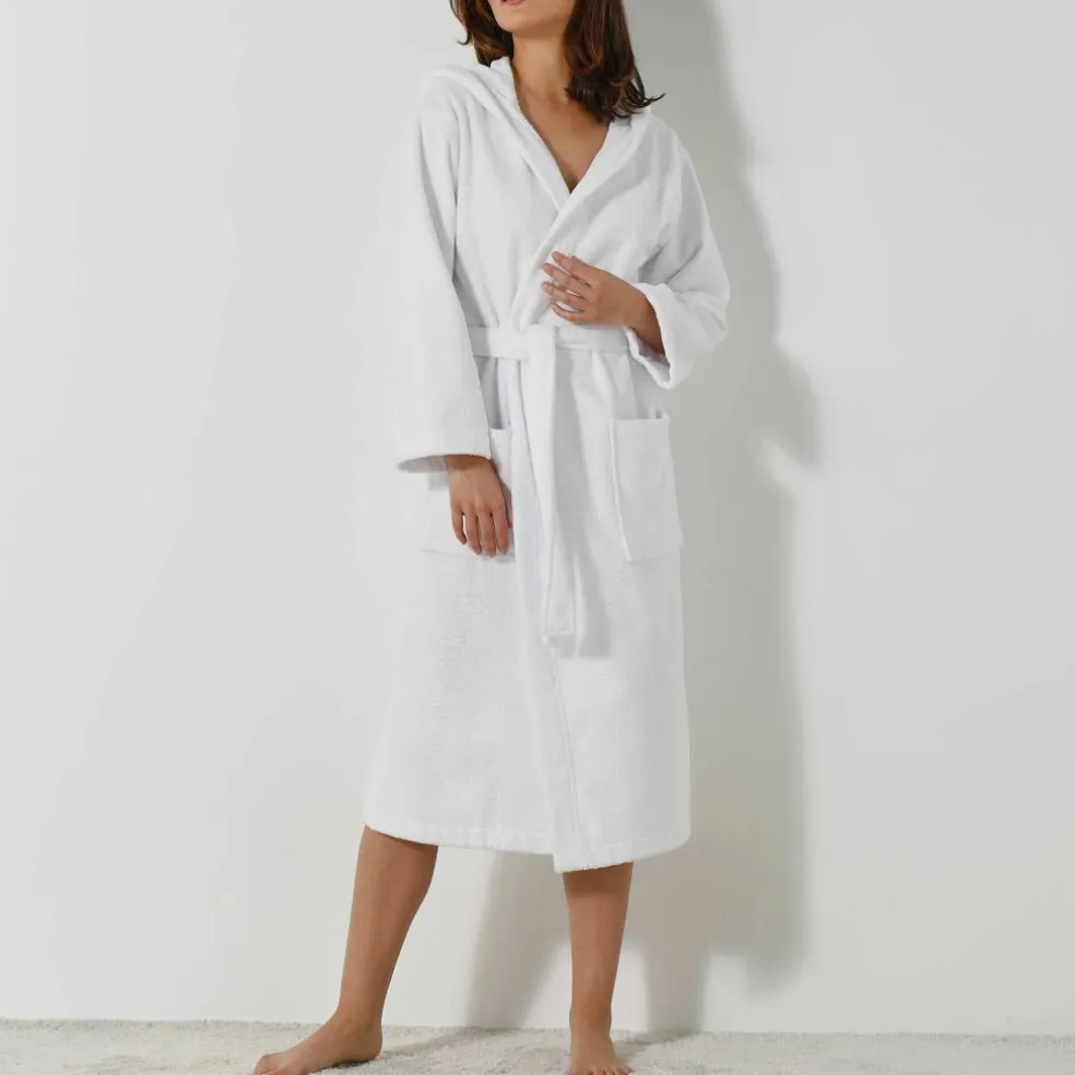 Peignoir mixte adulte col capuche - éponge bouclette 380 g/m²