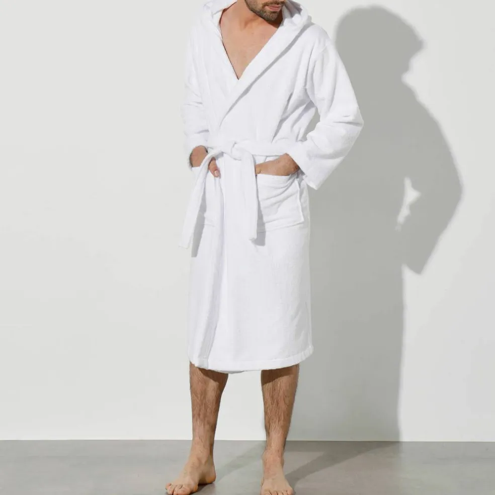 Peignoir mixte adulte col capuche - éponge bouclette 380 g/m²