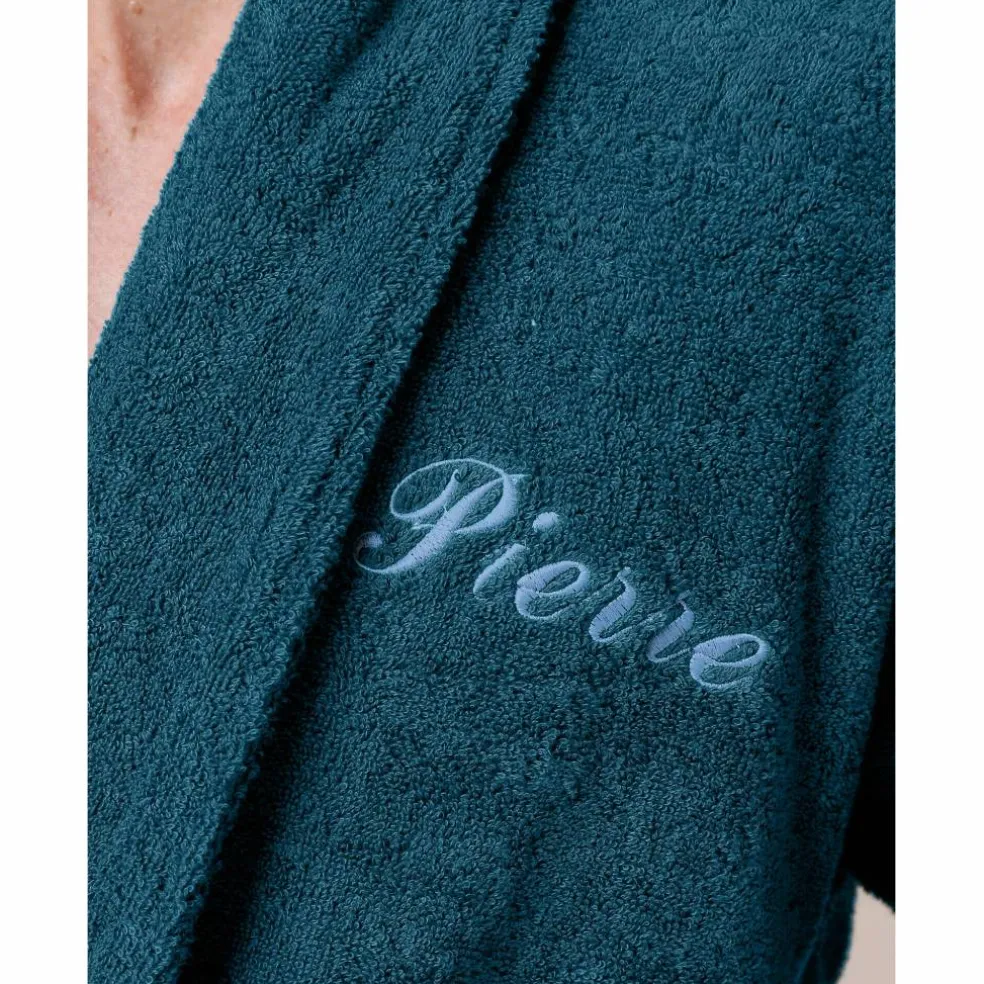 Peignoir mixte adulte col châle personnalisé - éponge bouclette 380 g/m²