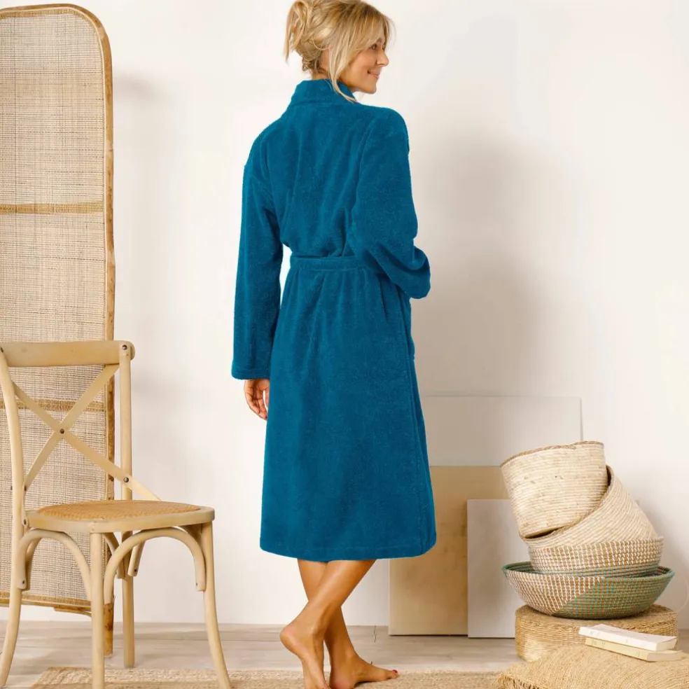 Peignoir mixte adulte col châle - éponge bouclette 380 g/m²