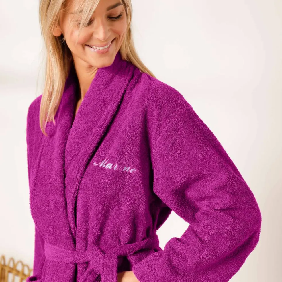 Peignoir mixte adulte col châle personnalisé - éponge bouclette 380 g/m²